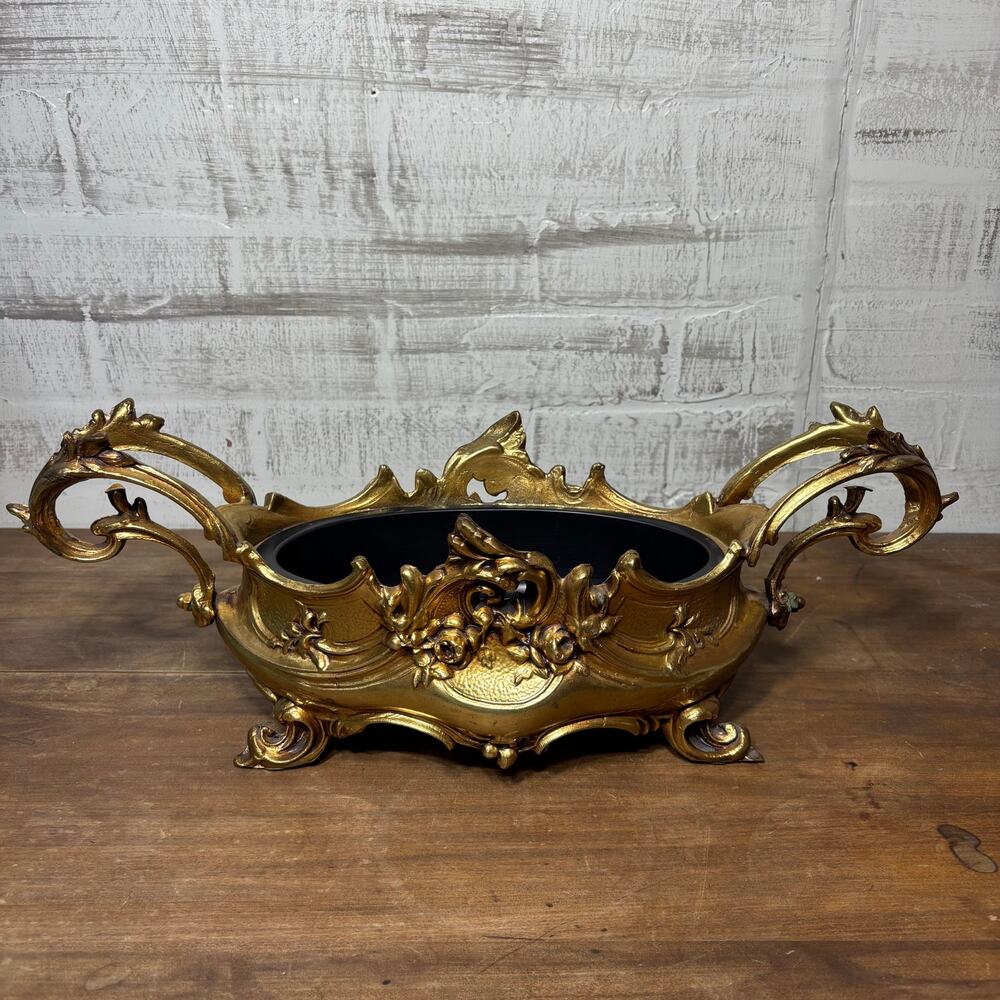 Vintage Cast Metal Brass Jardiniere French Planter
